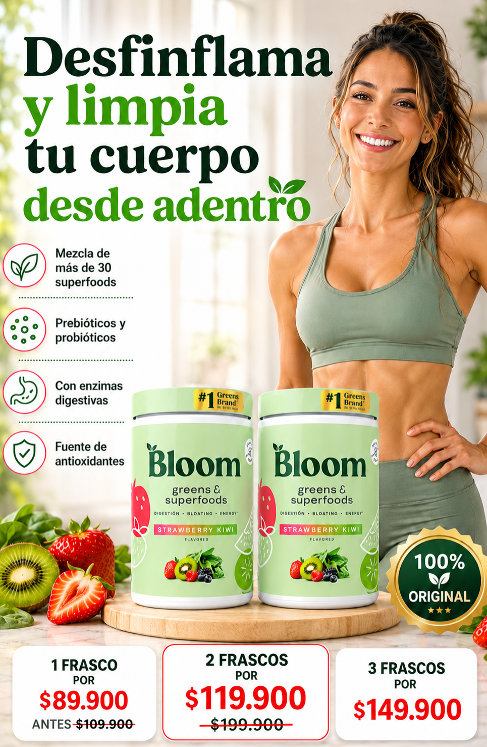 Bloom Nutrition Greens & Superfoods Strawberry Kiwi